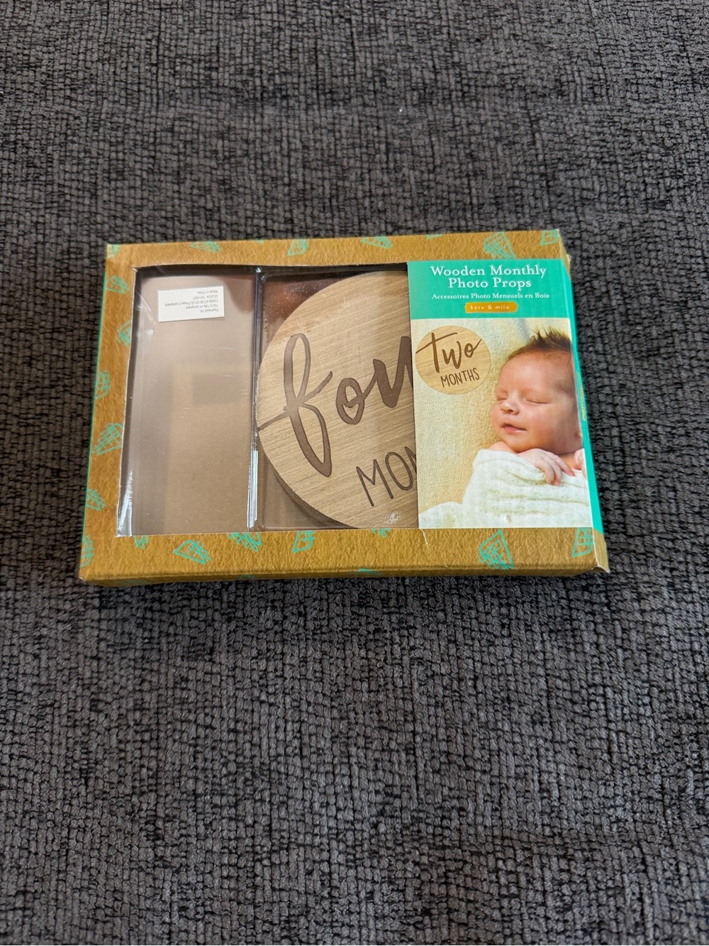 Pearhead Wooden Monthly Photo Props - Teal & Natural Wood